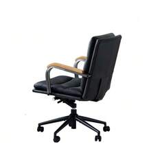Home Office Desk Chair, Ergonomic Leather Computer Chair With Oak Wheels And Armrests, Height-Adjustable Swivel Chair For Executives - Black - View 5