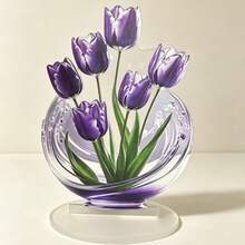 2D Acrylic Saffron Flower Desktop Decor, Multifunctional Indoor/Outdoor Art - 1PC - View 12