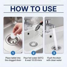 JUE FISH Pipe Cleaning Effervescent Tablets, Toilet, Sink, Kitchen Sink Dissolve Oil And Dirt, Clean And Fresh, Remove Stubborn Clogs And Grime, Deep Grease And Hair Clogs, Eliminate Odors In Pipes - Solid State - View 4