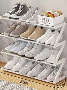 Z-Shaped Plastic Shoe Rack Floor-Standing Storage Rack Multi-Functional Large Capacity Easy Assembly Essential For Home Dormitory Space-Saving Storage Rack Suitable For Living Room Bedroom - Multicolor - View 9