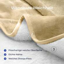 Beige Reversible 2-In-1 Pet Blanket, 100 X 120 Cm, Waterproof Fluffy Sherpa Fleece Blanket, Washable For Dogs And Cats, For Sofa, Bed, Car, Travel, And Outdoor Use - 100 X 120 cm - View 2