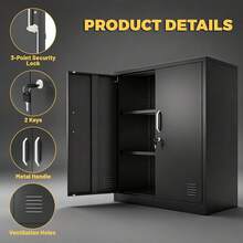 Lockable Heavy‑Duty Freestanding Storage Locker Cabinet, Multi‑Compartment Organizer With Adjustable Shelves, Versatile Furniture For Multi‑Scenario Indoor Decoration - 36"H - View 6