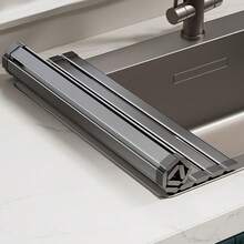 Alloy Sink Drain Rack, Roll-Up Foldable Kitchen Dish Drainer, Sink Bowl & Fruit Vegetable Draining Mat - Multicolor - View 5