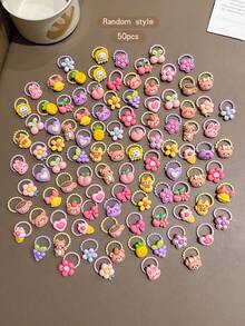 50pcs Random Cartoon Cute Style Hair Ties Suitable For Daily Use - Multicolor - View 5
