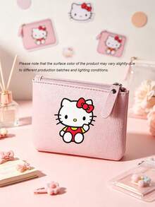 SANRIO 1pc Hello Kitty Mini Wallet, Cute PU Coin Purse, Fashion PU Leather Small Zipper Wallet & Card Holder, Suitable For Keys/ID Card, Easy To Clean Daily Carry Wallet - Multicolor - View 3