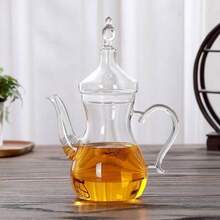 1pc-1000ml-Handmade Glass Teapot-Glass Coffee Pot-Can Be Heated Directly On Open Flame- Lamp Shaped Pot-Large Capacity-Flower Tea-Beauty Afternoon Tea Pot-Home Kitchen Storage Supplies - White - View 7