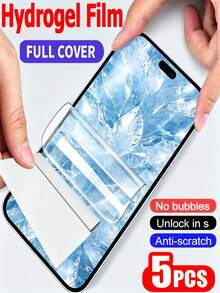 5片裝 HD 水凝膠軟膜手機螢幕保護貼,適用 18 Pro Max 17 16 15 14 13 12 11 系列,全螢幕覆蓋、防爆、耐刮,非玻璃軟膜 - 無色 - 查看 15