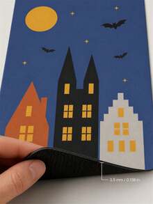 1pc Halloween Twilight Ghost Village Diatomaceous Earth Bathroom Mat - Multicolor - View 3