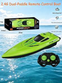 Barco de control remoto eléctrico 2.4G, modelo de barco de alta velocidad con control remoto inalámbrico, barco de control remoto eléctrico que se puede poner en el agua, modelo de barco eléctrico de simulación de alta velocidad, barco de agua con control remoto de doble hélice (el barco de alta velocidad debe iniciarse en el agua y controlarse con el control remoto) Color aleatorio - Multicolor - Ver 17