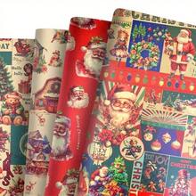 8pcs/4pcs Vintage Poster Wrapping Paper - 19.69x27.56 Inches, Santa Claus/Snowman Pattern Design, Suitable For Holiday Gifts And Winter Wonderland Decor, Tree Themed Paper Material (4/8pcs) - Multicolor - View 6