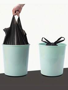 100/275/365pcs Thickened Large Black Garbage Bags, Kitchen Trash Bags, Vegetable Bags, Large Size Garbage Bags, Suitable For Paper, Plastic, Bottles, Newspapers, Lawn, With Handle T-Shirt Bags, Large Capacity Plastic Bags - Black - View 1