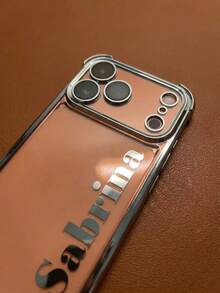 客製化姓名電鍍四角防震手機殼,相容 iPhone 17 18 Pro Max,雷雕個性化姓名保護手機殼,防摔防刮全包覆手機殼,適合男士與女士的客製化禮物,適用於日常通勤、工作、派對 - 銀色 - 查看 6