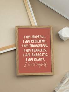 1pc Wall Art, Quotes Poster, I Am Hopeful Resilient Thoughtful Fearless Energetic Ready I Trust Myself, Boys Girls Wall Art For Boys Bedroom, Suitable For Living Room, Bedroom Decoration, Housewarming Gift, Frameless, Halloween Christmas Decor - Text a - View 6
