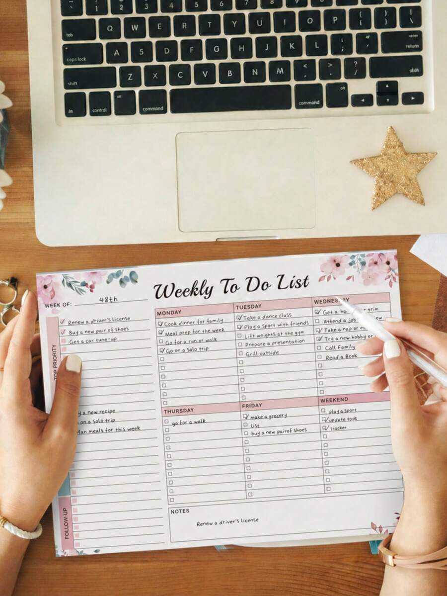 1pc 52-Page Weekly Planner, Minimalist Daily Plan Notepad With Colorful To-Do List, Notes And Habit Tracker, Undated Desk Planner, Suitable For Work And Home, Office Supplies Back To School Desktop Accessory, Men's Gift