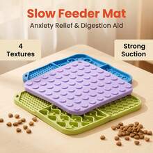 1pc Multi-Compartment Silicone Pet Feeding Mat, Slow Feeder Mat For Cats And Dogs, Durable Non-Slip Interactive Feeding Toy Mat, Easy To Clean Soothing Pet Meal Mat - Green - View 4