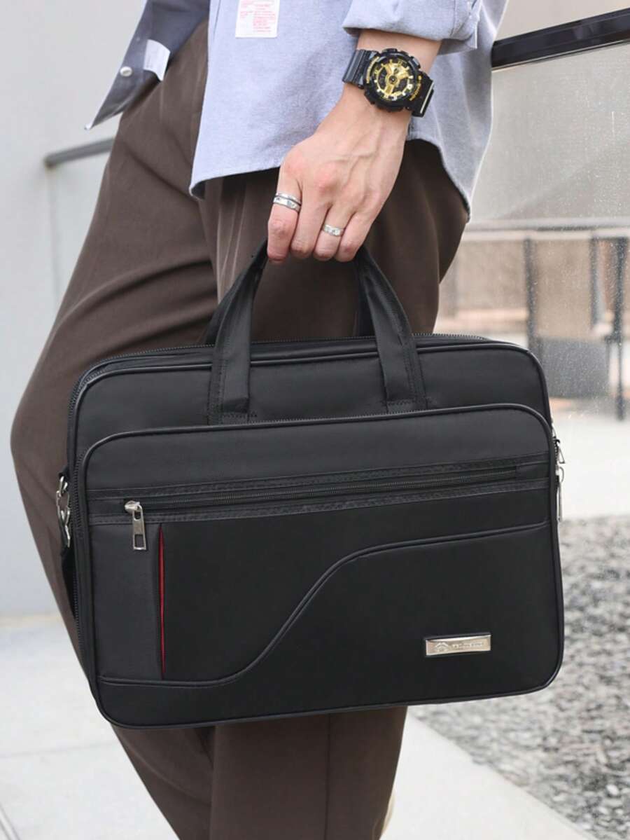 1pc Men's Business Travel Bag, Vintage Crossbody Handbag Design, Large Capacity Shoulder Bag, Zipper Closure, Adjustable Strap, Commute, Shopping, Daily Multi-Functional