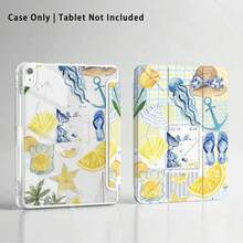 Straw Hat, Flip-Flops, Star UV Printed Flat Pattern, Full Coverage Shockproof & Anti-Drop, Y-Fold Tablet Protective Case, Acrylic Back Panel With Pen Slot, Compatible With Huawei/Honor/ And Xiaoxin And Other Models - Multicolor - View 5