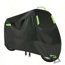 Sarung Motor Berlapis Perak, Tahan Air, Tahan Sinar Matahari, Tahan Hujan, Tahan Debu, Pelindung Luar Ruangan, Cocok Untuk Sepeda Motor, Skuter Listrik, dan Sepeda - Hitam dengan beberapa garis reflektif [hijau] - View 11