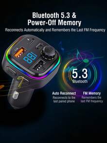 REMAX 3-Port Fast Charging Bluetooth Car Charger With RGB Ambient Light; USB-C Port; Built-In Microphone For Music/Call/Navigation; Bluetooth 5.3 With Auto Reconnect; Bluetooth & USB Dual-Mode Playback; Car Accessories - Black - View 7
