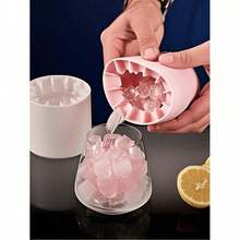 1/2pcs Pink Silicone Portable Ice Cube Mold, Cylindrical 3D Ice Cube Maker, Easy Release Silicone Ice Tray, Multi-Layer Design With Lid, Minimalist Bucket Shape, Reusable, Suitable For Home, Bar, Club And Outdoor Summer Drinks, Ideal For Making Cocktails And Fruit Platters, Essential Kitchen Accessory And Great Holiday Kitchen Gift - Multicolor - View 1