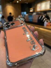 客製化姓名電鍍四角防震手機殼,相容 iPhone 17 18 Pro Max,雷雕個性化姓名保護手機殼,防摔防刮全包覆手機殼,適合男士與女士的客製化禮物,適用於日常通勤、工作、派對 - 銀色 - 查看 5