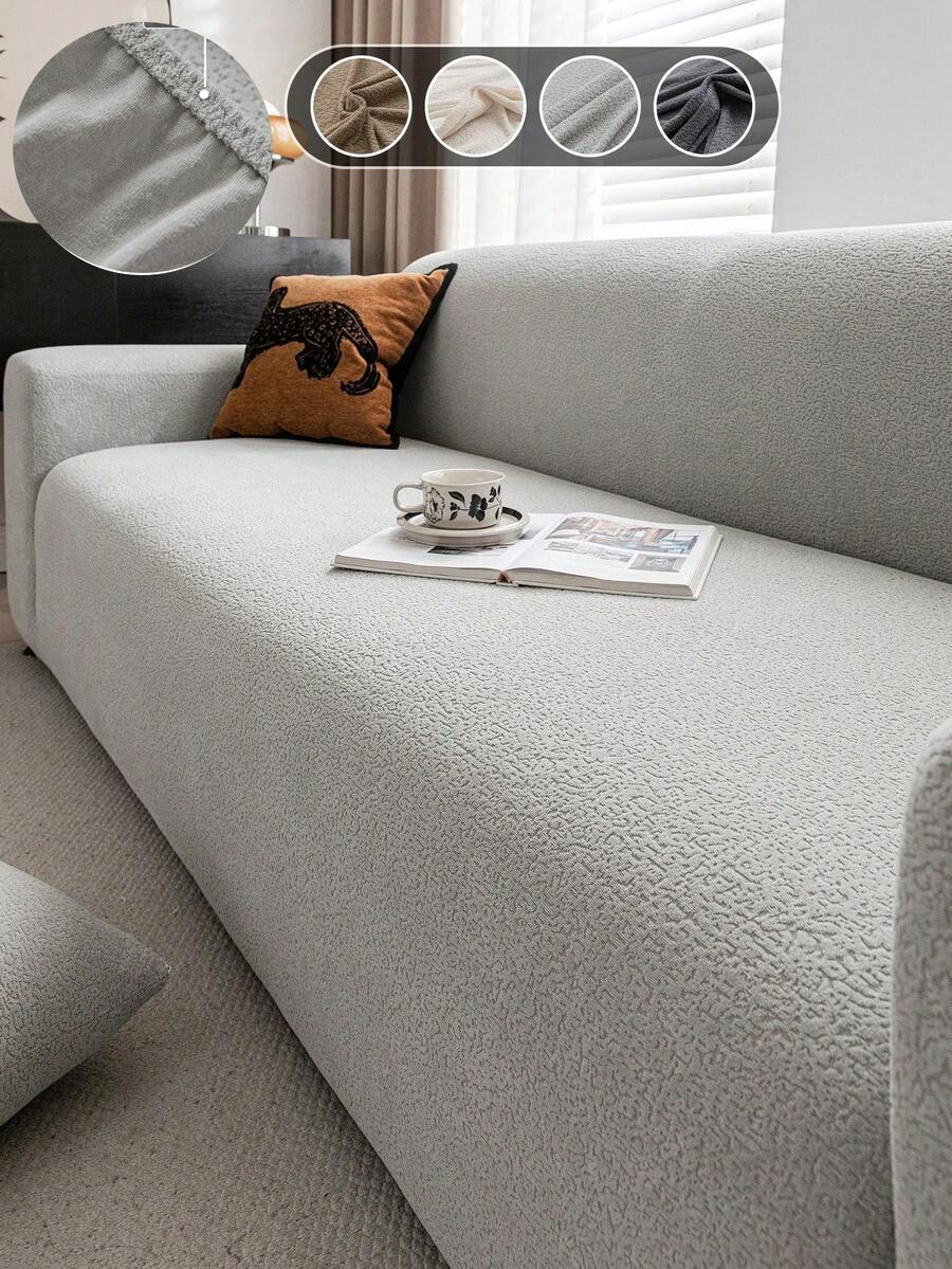 1 buah Sarung Sofa Elastis Warna Polos, Gaya Minimalis, Ramah Hewan Peliharaan, Anti Selip, Tahan Kotoran, Anti Gores, Cocok untuk Semua Musim, Dapat Dicuci dengan Mesin, Untuk Ruang Tamu, Kamar Tidur, Perpustakaan, Cocok untuk Sofa 1/2/3/4 Dudukan - Light Grey - View 1