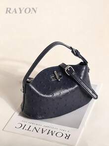 Navy Blue Tie Dye Polka Dot Textured Box Bag, Bucket Handbag With Adjustable Strap, Multifunctional Shoulder Bag, Crossbody, Suitable For Commuting, Shopping, Dating, Afternoon Tea - Navy Blue - View 1