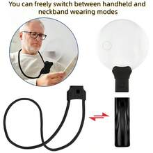2-In-1 Adjustable Hands-Free Magnifying Glass, 5x 5.12 Inches, Supports Handheld/Neck Worn/Desktop Mode Switching, Equipped With Independent High Magnification Small Round Mirror, Suitable For Reading, Sewing And Handmade Production, Home Decoration - A - View 9