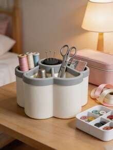 1pc 360° Creative Rotating Pen Holder, Large Capacity Luxury Minimalist Desktop Organizer, Compartment Design, Durable & Anti-Drop, Office Desk Accessory, Pencil Case, School Essential, Bathroom Decor Accessory, Bathroom Accessory, Cosmetic Organizer, Holiday Essential, Room Decor, Autumn Home Decor, Also Suitable For Back To School, Christmas, Christmas Home Decor, Christmas Stocking Filler, Christmas Gift, Gift For Women - One Size Fits All - View 5