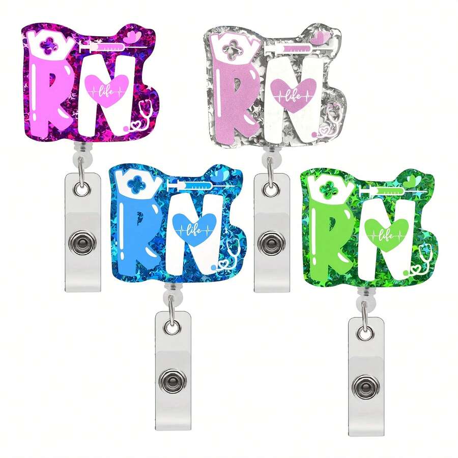 1pc RN Nurse Badge Scroll With Retractable Clip: This Fun And Cool Badge Scroll Is Suitable For Doctors, Nurses, Office Workers, And Social Workers. - Multicolor - View 1