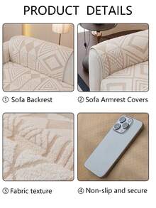 1 Stück universeller Sofakissenbezug für alle Jahreszeiten, moderner minimalistischer rutschfester Sofasitzbezug, maschinenwaschbar & handwaschbar, frischer modischer weicher nicht verblassender nicht abfärbender Sofabezugstoff, Schlafzimmerdekoration, haustierfreundlicher Schutzbezug, verstellbarer Ecksofa-Bezug geeignet für Schlafzimmer, Büro, Wohnzimmer Kombinationsmöbel, L-förmiges Sofa und 1234-Sitzer Sofa - Beige - Übersicht 9