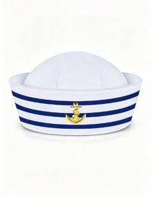 Multi-Piece Set: Captain Hat, Sailor Hat, Unisex Scarf Set; White Gloves; Navy Style Sailor Outfit, Suitable For Yacht Party, Rock Party Or Cosplay Events - Multicolor - View 2