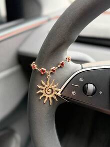 1件合金太陽心形鏈條汽車方向盤裝飾，汽車內飾裝飾配件，汽車飾品 - A - 查看 2