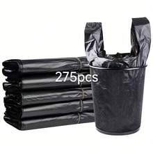 100/275/365pcs Thickened Large Black Garbage Bags, Kitchen Trash Bags, Vegetable Bags, Large Size Garbage Bags, Suitable For Paper, Plastic, Bottles, Newspapers, Lawn, With Handle T-Shirt Bags, Large Capacity Plastic Bags - Black - View 10