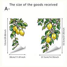 2pcs/Set Stained Glass Lemon Vine Window Clings, Static Cling Hanging Plant Window Decals, Double-Sided Non-Adhesive Film For Sliding Glass Doors Kitchen Home Window Decor - Multicolor - View 14