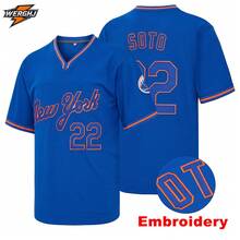 Juan Soto #22 New York Blue Baseball Jersey, Embroidered Letter Baseball Uniform, Fan Game Day Gift Sports - Blue - View 3