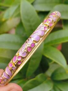 1pc Vintage Palace Style Bohemian Hand-Painted Colorful Enamel Cloisonné Bracelet, Suitable For Women And Girls Jewelry - Double Teardrop Bracelet - View 24