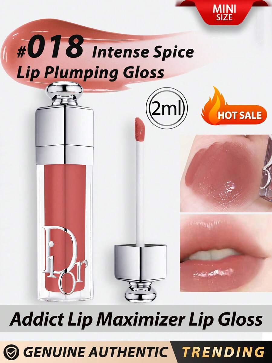 Dior [Mini] Dior Addict 唇彩 #018 Rich Spice 2ml / 即時且持久的豐唇效果 / 經典唇彩，真正的滋養與豐唇護理，提供最大豐唇效果。富含櫻桃油與玻尿酸。 - #018 Intense Spice 2ml - 查看 1