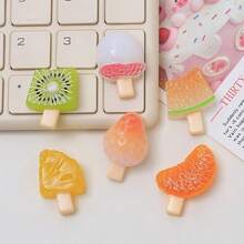 6/12/18pcs Cute Strawberry Watermelon Ice Cream Fruit Theme DIY Resin Pendant Accessories, Suitable For DIY Crafts, Hair Clips, Scrapbooking Jewelry Making Materials Decoration - Random Mix - Fruit Ice Cream Theme - View 5