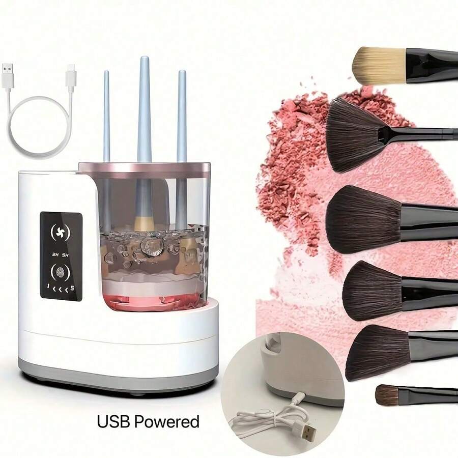 Multifunctional 2-In-1 Electric Makeup Brush Cleaner And Dryer, Automatic Rotating Cleaning And Drying Integrated, Perfect Gift For Makeup Tool Cleaning