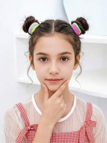600pcs Little Girls Solid Color Hair Ties, Soft Traceless Ponytail Holder, Cute Basic Hair Bands, Hair Accessory For Daily, Party & Summer - Multicolor - View 4