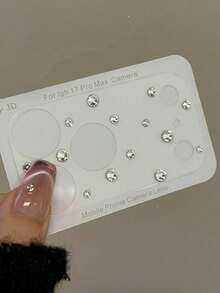 INS Korean Style Colorful Rhinestone Stickers Compatible With Iphone 17 Pro Max Transparent Lens Film, New Apple 17 Pro Rear Camera Anti-Scratch Luxury Protective Film - Silver - View 8