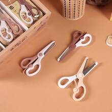 1pc Children's Straight Scissors, Kids Stationery Scissors With Plastic Handle, Tip, Right-Handed, For Classroom, School And Home Use - Multi-color S - View 4