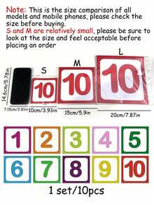 10 Pcs/Set Bright Plaid Digital Floor Decor Stickers - Waterproof, Self-Adhesive, Removable, Easy To Clean - Perfect For Inflatable Castles And Home Decor - Multicolor - View 5