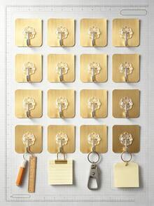 Stylish Wall Hooks, Easy To Stick On, No Drilling Required. They Are Securely Installed And Suitable For Use In Kitchens And Bathrooms, Offering Multiple Uses Such As Serving As Practical Hangers And Multi-Functional Hooks. - Gold - View 5