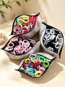 400pcs Cute Basic Colorful Hair Ties For Baby Girls, Elastic Seamless Dopamine Ponytail Hair Bands, Daily Use Hair Accessories - Multicolor - View 3