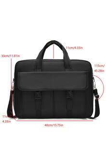 1pc Men's Business Travel Bag, Vintage Crossbody Handbag Design, Large Capacity Shoulder Bag, Zipper Closure, Adjustable Strap, Commute, Shopping, Daily Multi-Functional - Black - View 12