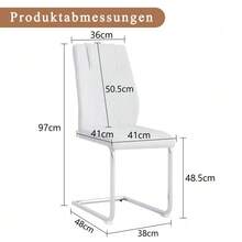 White Scandinavian-Style PU Dining Chairs (4-Pack) – Featuring Mesh Backrests, Polished Silver Metal Legs, And Non-Slip Feet. Timeless And Versatile. - White + Silver - View 5