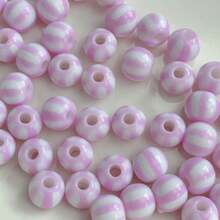 60pcs 8mm Multicolor Two‑Tone Striped Round Acrylic Stringing Beads, Color Block Loose Beads For DIY Bracelet, Keychain, Phone Charm Handmade Jewelry Supplies - Multicolor - View 21