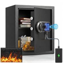 Fingerprint Medium Safe Box For Home, Digital Security Safe With Biometric Lock, Keypad & Emergency Keys, Fireproof Waterproof Document Bag Included, Anti-Theft Safe For Cash, Jewelry, Passport And Valuables-36L - 36L-medium - View 7
